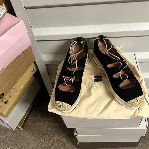 BCBGMaxAzria Shoes - Black Espadrille Lace-Up Flats. BCBGMAXAZRIA. Used once. Very good condition.